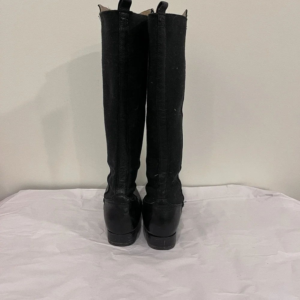 Frye Black Leather Knee High Riding Boots‎ Zip Closure Round Toe Women's 7.5 B